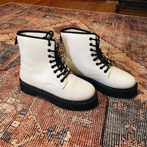 White Combat Boots